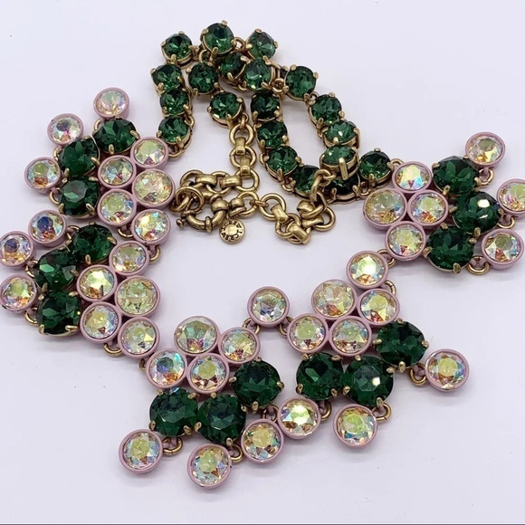 J. Crew AB Brulee & Emerald Green Crystal Necklace - Picture 7 of 8
